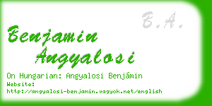 benjamin angyalosi business card